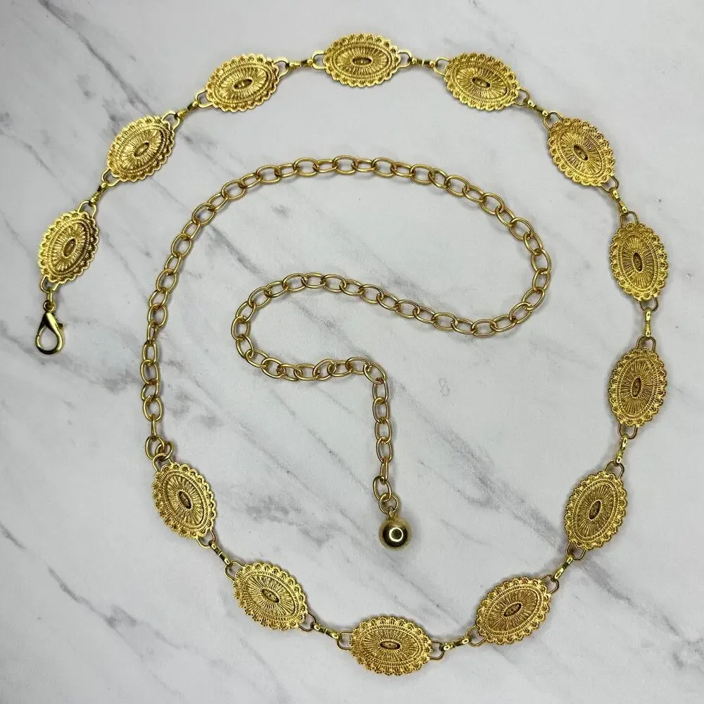Western Concho Gold Chain Belt One Size (OS) ✨
